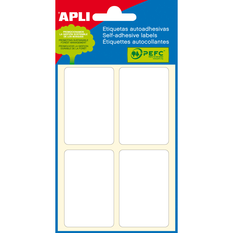 Étiquettes Minibag Apli Blanc 34.0 x 53.0mm 6 Feuilles