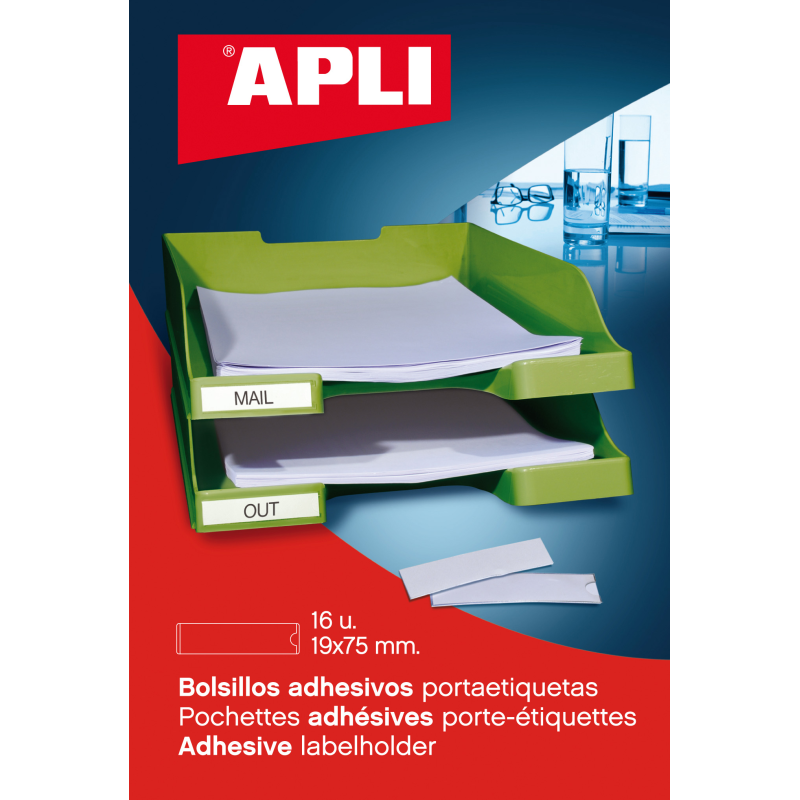 Pochettes adhésives Apli pour étiquettes - Taille 19 x 75 mm - Modifiez les informations sur l'étiquette en fonction de vos