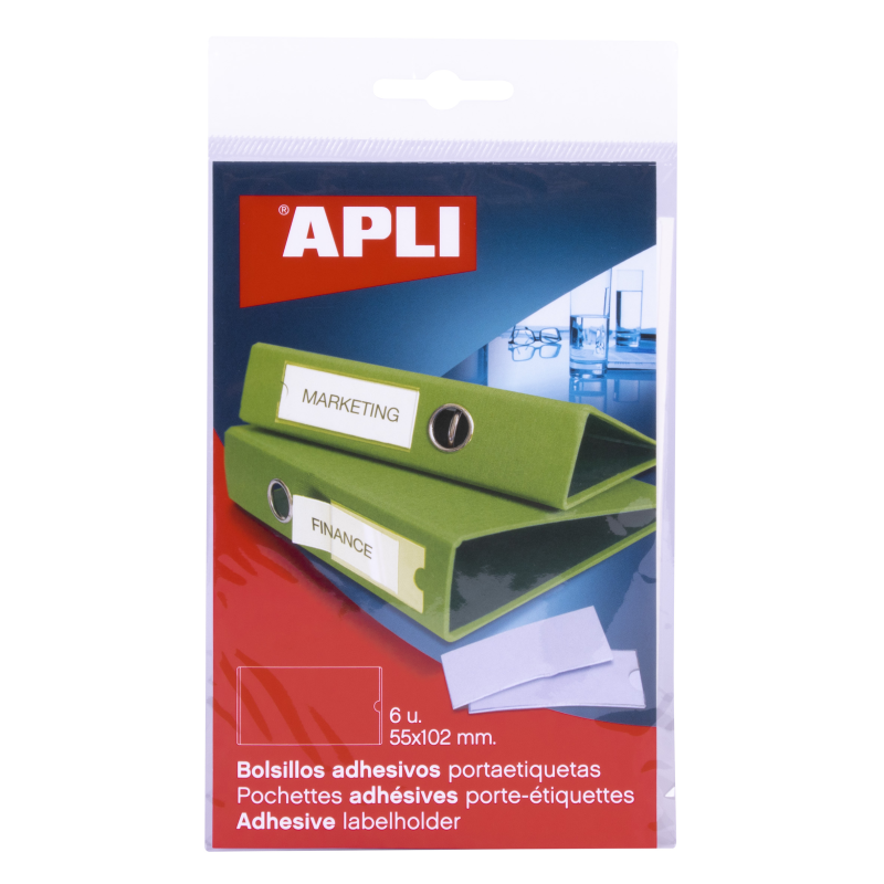 Pochettes adhésives Apli pour étiquettes - 55 x 102 mm - Modifiez les informations de l'étiquette en fonction de vos besoins