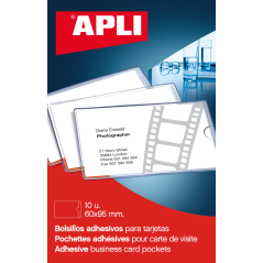 Pochettes porte-cartes adhésives Apli - 95 x 60 mm - Idéales pour les présentations imprimées, les dossiers, les catalogues