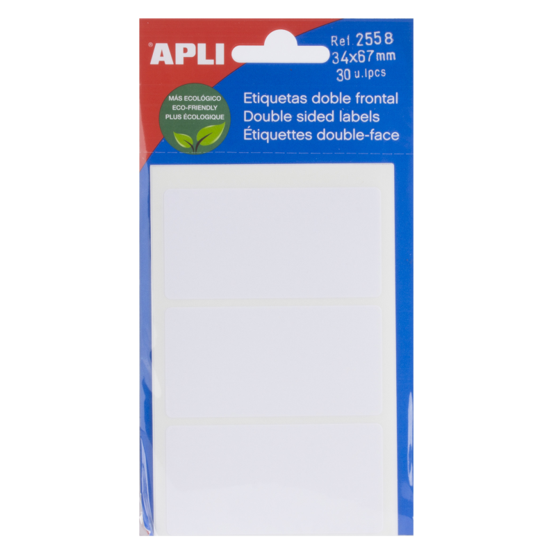 Etiquettes Apli Blanc Double Face 34.0 x 67.0mm
