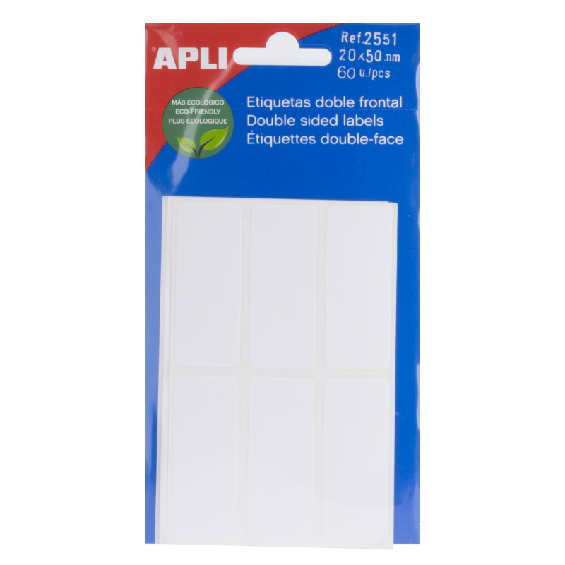 Etiquettes blanches double face Apli 20,0 x 50,0 mm