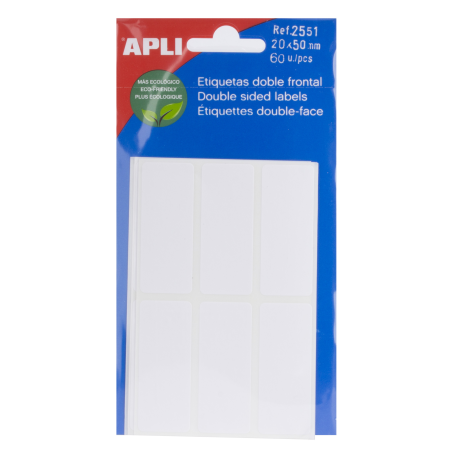 Etiquettes blanches double face Apli 20,0 x 50,0 mm
