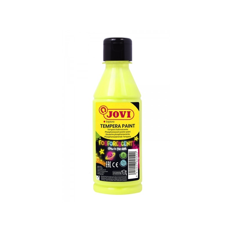 Jovi Tempera Peinture Tempera Liquide Phosphorescente - Brille dans le Noir - Séchage Rapide - Excellente Adhérence - Prête à