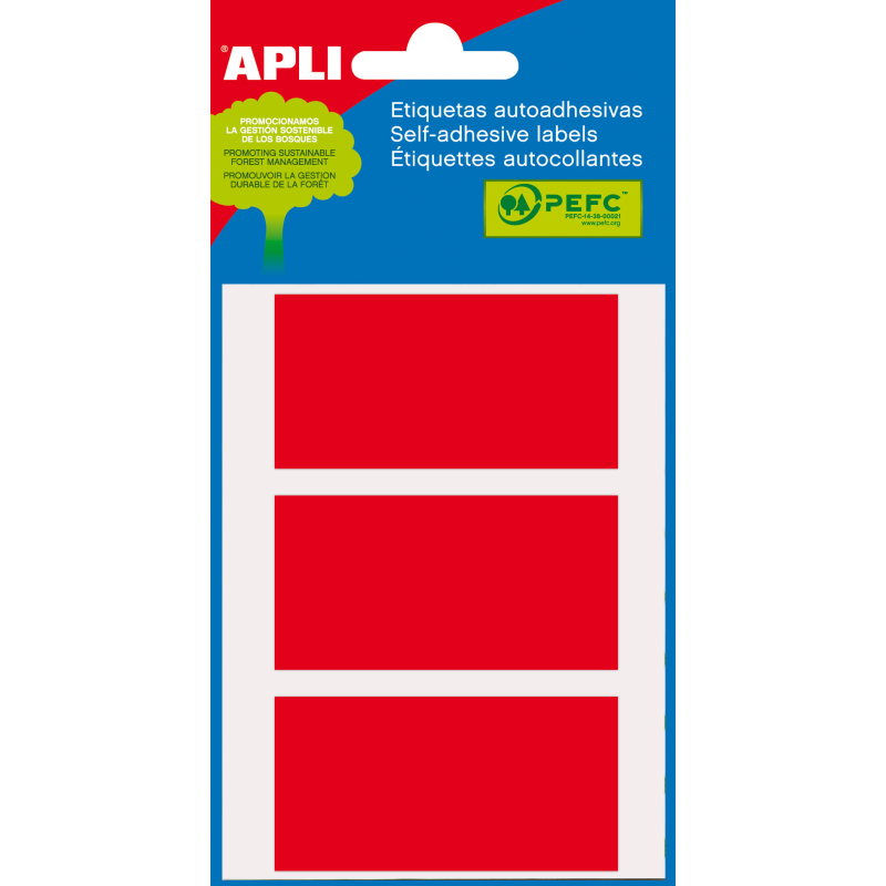 Étiquettes Minibag Apli Rouge 34.0 x 67.0mm 5 Feuilles