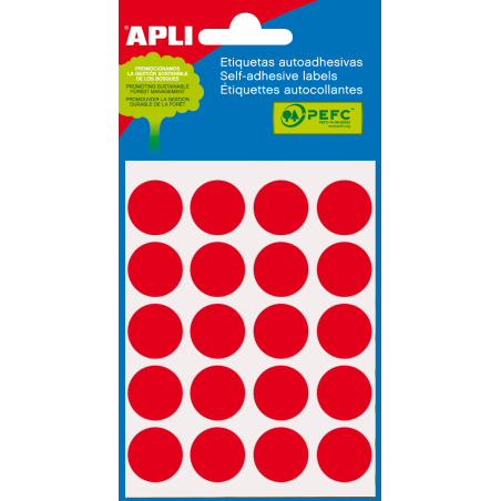 Etiquettes Minibag Apli Rouge Ø 19.0mm 5 Feuilles