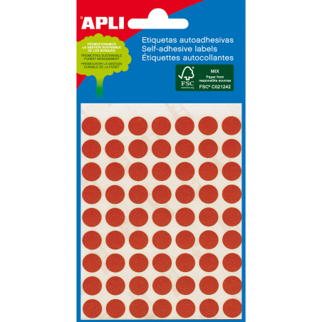Etiquettes Minibag Apli Rouge Ø 8.0mm 3 Feuilles