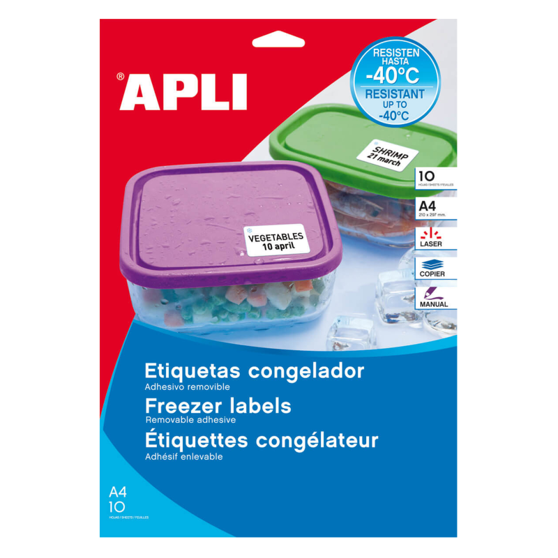 Apli White Labels Spécial Congélateur 63,5 x 33,9 mm 10 Feuilles