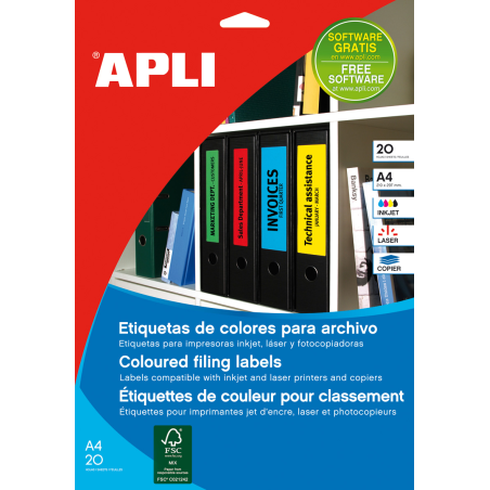 Apli Red File Labels 190,0 x 61,0 mm 20 feuilles