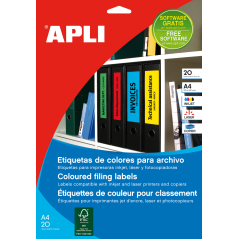 Apli Jaune Etiquettes Classeur 190.0 x 61.0mm 20 Feuilles