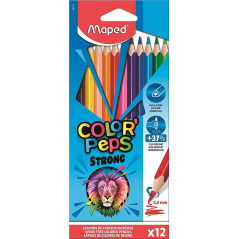 Maped Color´Peps Crayons de Couleur Triangulaires Forts - Sans Bois - Mine 3,2 mm - Pointe Ultra Résistante - Couleurs