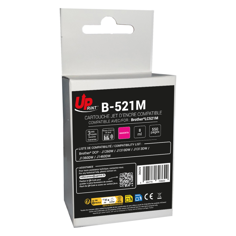 Cartouche compatible pour Brother LC521 magenta Uprint Premium