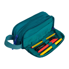 Trousse Oxford B-Smart - 3 Compartiments - Poignée Latérale - En Matière Recyclée - Couleur Aqua