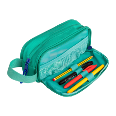 Trousse Oxford B-Smart - 3 Compartiments - Poignée Latérale - En Matière Recyclée - Couleur Turquoise