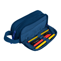 Trousse Oxford B-Smart - 3 Compartiments - Poignée Latérale - En Matière Recyclée - Couleur Bleu