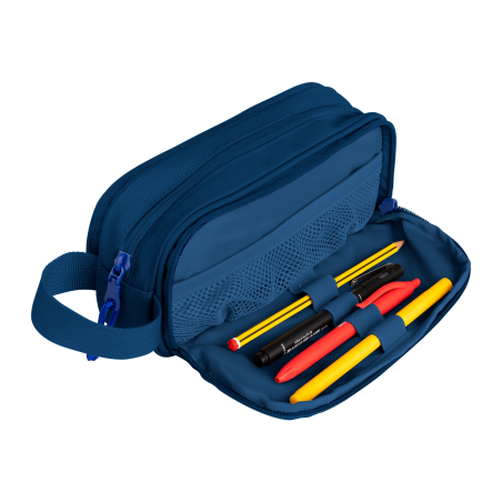 Trousse Oxford B-Smart - 3 Compartiments - Poignée Latérale - En Matière Recyclée - Couleur Bleu