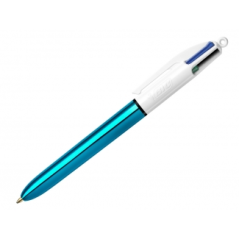 stylo bille turquoise clip métallique