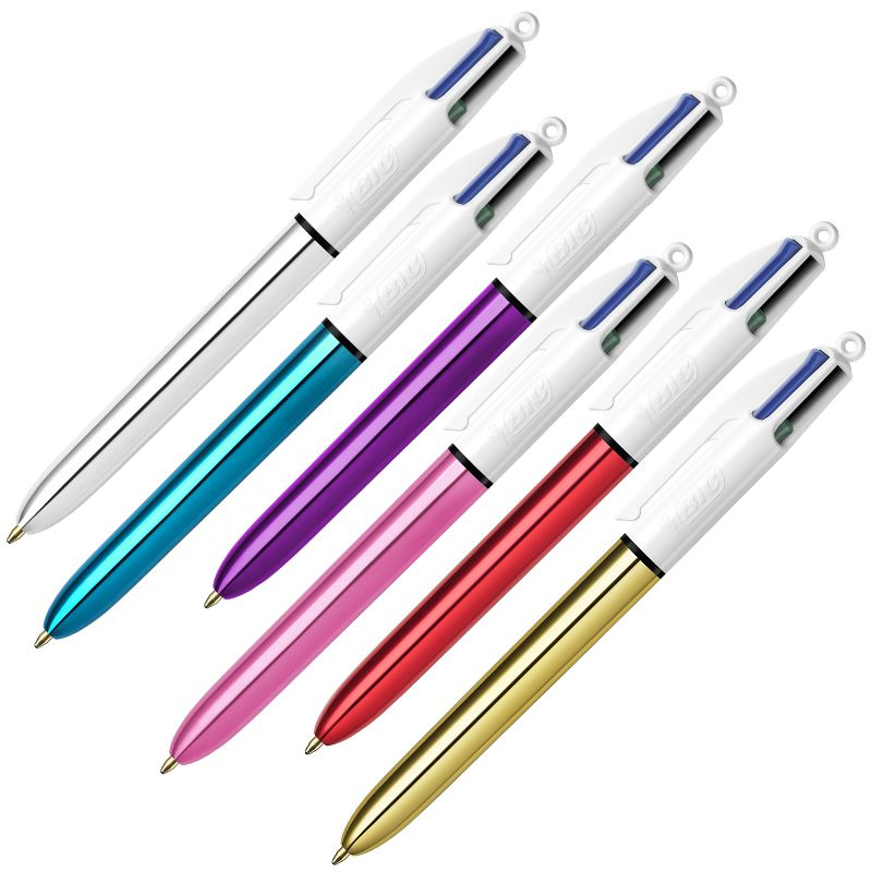 Stylo bille 4 couleurs Bic Shine multicolore lot de 12 Stylo bille 4 couleurs Bic Shine multicolore lot de 12