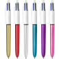 Stylo bille 4 couleurs Bic Shine multicolore lot de 12 Stylo bille 4 couleurs Bic Shine multicolore lot de 12