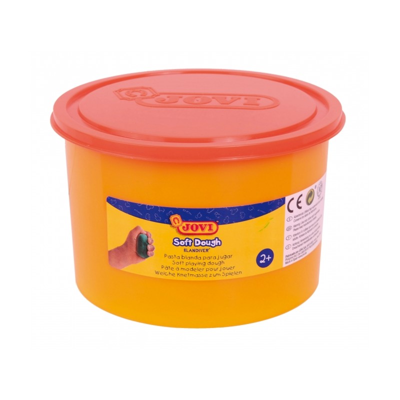 Jovi Soft Dough Blandiver Pot 460gr - Pâte à modeler Orange - Souple et flexible - Facile à pétrir et à mouler - Favorise la