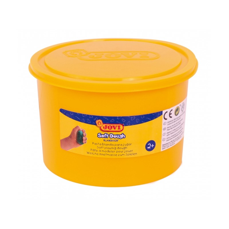 Jovi Soft Dough Blandiver Pot de 460gr - Jaune. Doux et flexible - Facile à pétrir et à mouler - Idéal pour les débutants en