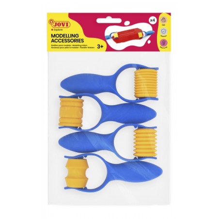 ✅ Jovi Sac d'accessoires de modelage avec 4 rouleaux de formes variées - Textures variées - Idéal pour les tr en stock