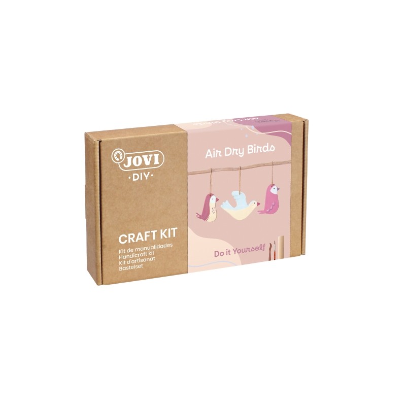 Jovi Kit de bricolage pour fabriquer des oiseaux – Pâte durcissante à l'air libre – 500 g – Rouleau en bois – Outils de