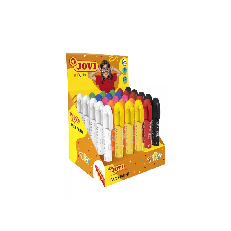 Jovi Twist Face Paint Display 30 Sticks de maquillage - À base d'eau - Application facile - Pour tous les types de peau