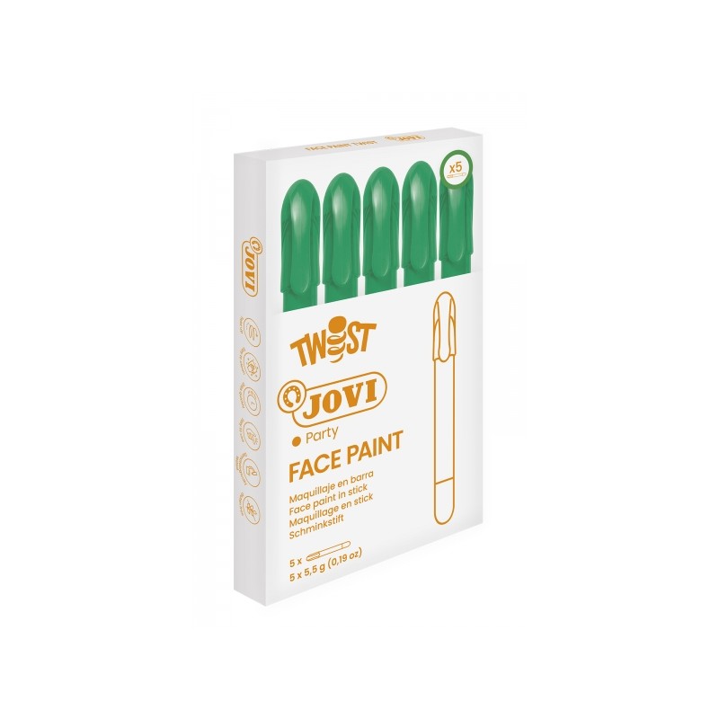 LOT de 5 Bâton de peinture pour le visage Jovi Twist - Hypoallergénique - À base d'eau - Application facile - Excellente