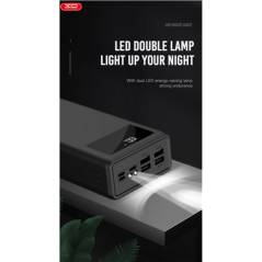 ✅ XO PR123 Powerbank 30000mAh - 4 Sorties USB-A - Entrées microUSB, USB-C et Lightning - Ecran LCD - Fonction l en stock