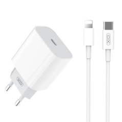 ✅ Pack chargeur secteur XO L77 1x USB-C 20W Fast Charge + Câble USB-C vers Lightning 1m couleur en stock