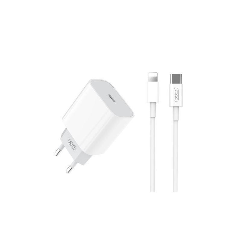 Pack chargeur secteur XO L77 1x USB-C 20W Fast Charge + Câble USB-C vers Lightning 1m
