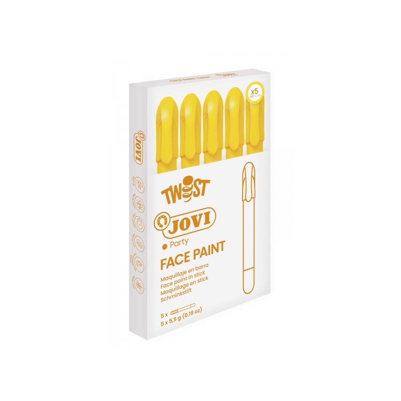 LOT de 5 Bâton de peinture pour le visage Jovi Twist - Hypoallergénique - À base d'eau - Application facile - Excellente
