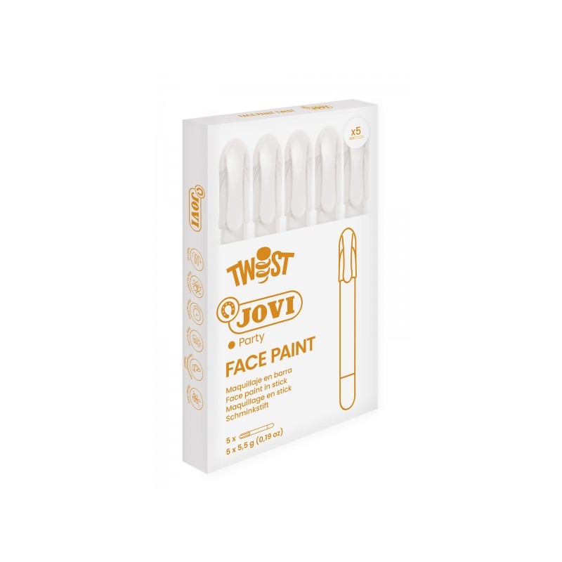 LOT de 5 Bâton de peinture pour le visage Jovi Twist - Hypoallergénique - À base d'eau - Application facile - Excellente