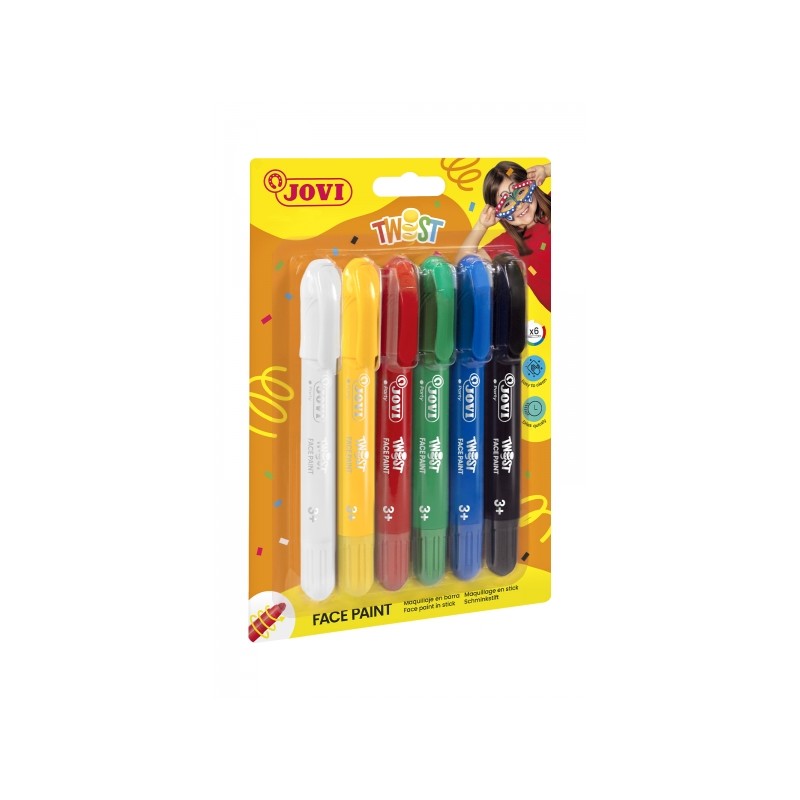 Jovi Twist Blister 6 bâtons de peinture pour le visage – Hypoallergénique – À base d'eau – Application facile – Excellente