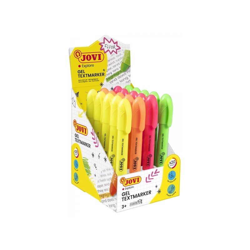 Textmarker gel Jovi - 20 marqueurs fluo - Glissement doux

