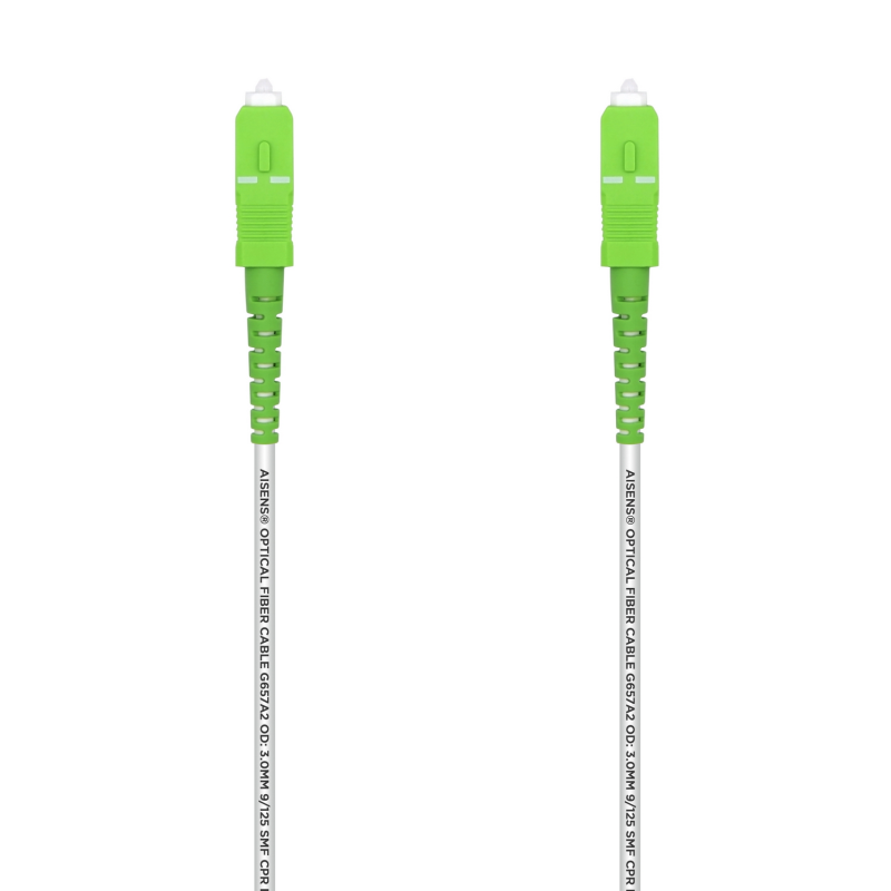 Câble Fibre Optique Aisens G657A2 3.0 9/125 SMF Simplex CPR Dca LSZH - SC/APC-SC/APC - 5.0M - Couleur Blanche