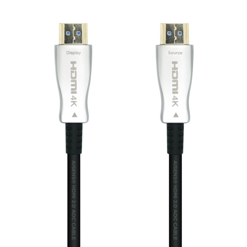 Aisens Câble HDMI V2.0 AOC (Câble Optique Actif) Premium High Speed/ HEC 4K@60HZ 18GBPS - A/MA/M - 50m - Couleur Noir