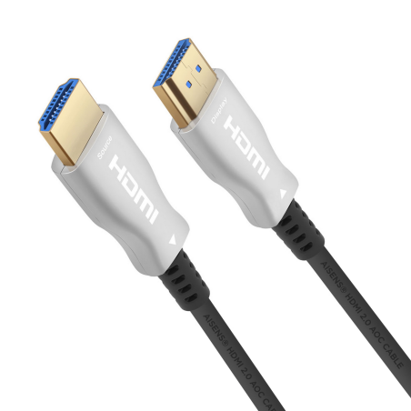 Aisens Câble HDMI V2.0 AOC (Câble Optique Actif) Premium High Speed/ HEC 4K@60HZ 18GBPS - A/MA/M - 50m - Couleur Noir