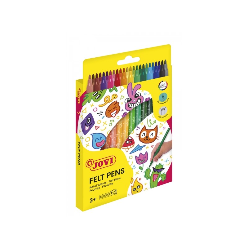 Marqueurs feutres Jovi 24 couleurs - Pointe 3 mm - Papeterie

