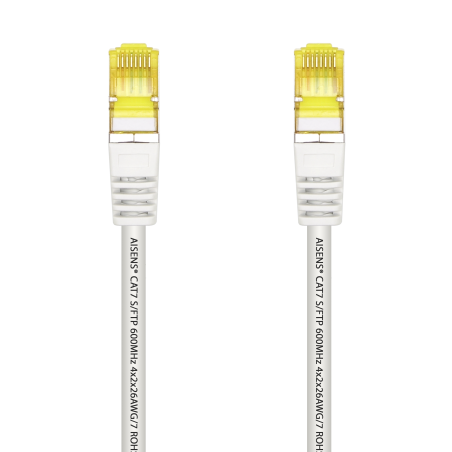 Aisens Câble Réseau Patch Cord RJ45 LSZH Cat.7 600 MHz S/FTP PIMF AWG26 - 0.5M - Couleur Blanc