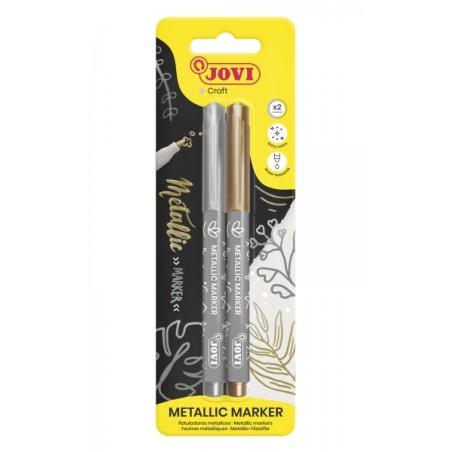 ✅ Jovi Metallic Marker Blister 2 Marqueurs Métalliques Or et Argent - Encre à Base d'Eau - Effet Métallisé - en stock