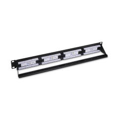 Aisens Patch Panel 24 Ports RJ45 Cat.6 UTP - 19" 1U Dual IDC avec gestion des câbles - Couleur noire