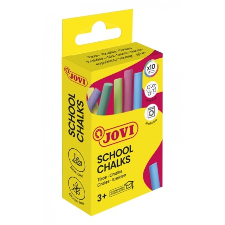 ✅ Craies d'école Jovi Boîte de 10 craies - Compactes - Sans poussière - Matières premières naturelles - Tra en stock