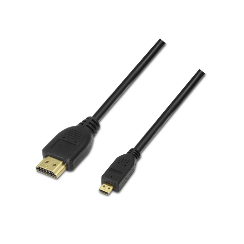Câble Micro HDMI Haut Débit Aisens / HEC - A Male-D/Male - 1.8m - Compatibilité 3D et Ethernet - Couleur Noir