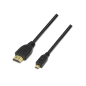 Câble Micro HDMI Haut Débit Aisens / HEC - A Male-D/Male - 1.8m - Compatibilité 3D et Ethernet - Couleur Noir
