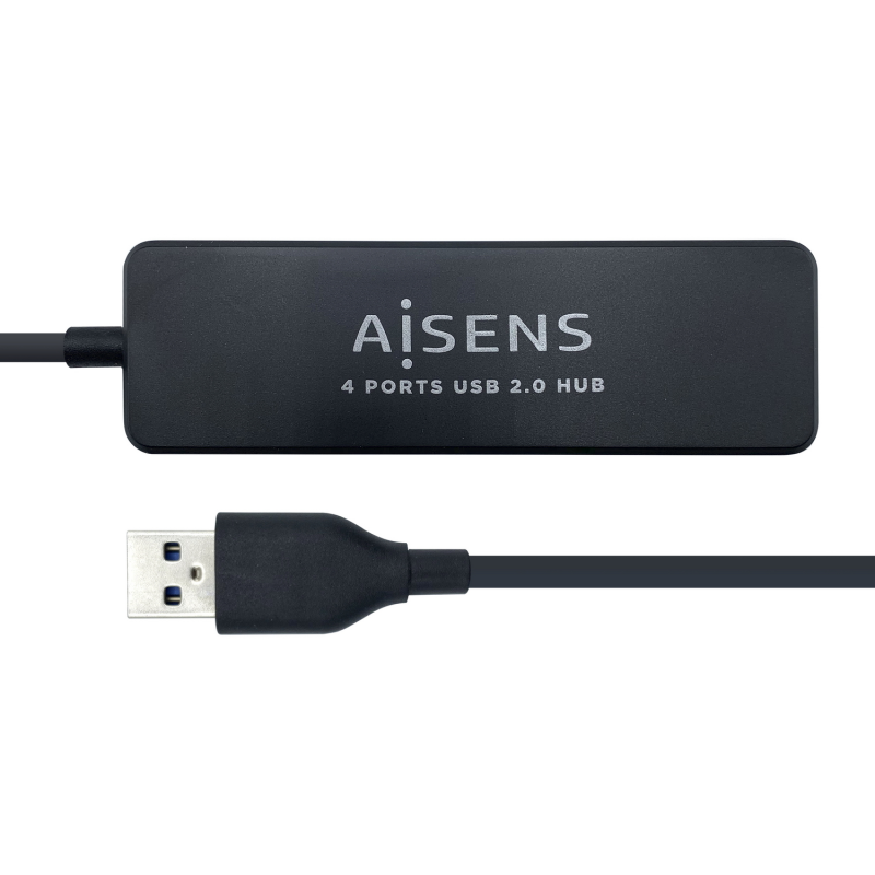 Aisens HUB USB 2.0 - Type A Mâle vers 4xType A Femelle - 30cm - Couleur Noir