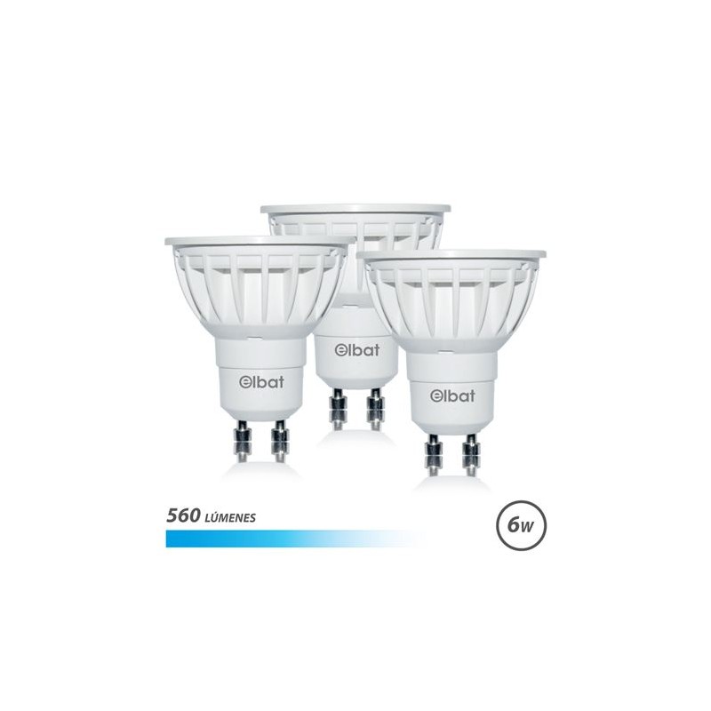 Elbat Pack 3 Ampoules LED Gu10 - 6W - 560Lm - Lumière Froide - Couleur Blanc