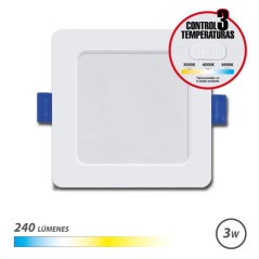 ✅ Downlight Carré Elbat 3W - 240Lm - Sélecteur 3 Températures - Couleur Blanc couleur Blanc en stock