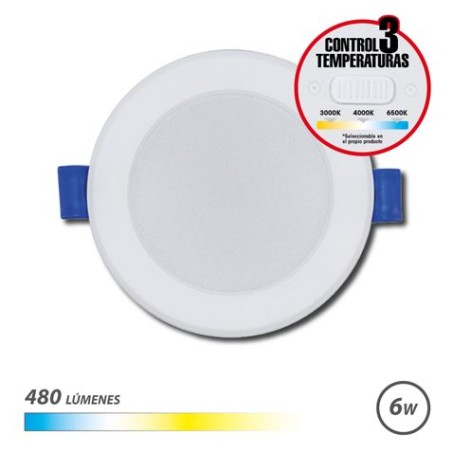 ✅ Downlight Circulaire Elbat 6W - 480Lm - Sélecteur 3 Températures - Couleur Blanc couleur Blanc en stock